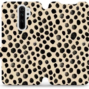 Pouzdro na mobilní telefon Flipové pouzdro Mobiwear - Xiaomi Redmi Note 8 Pro - VA50S Černé puntíky (Knížkové flip pouzdro, obal, kryt na mobil Xiaomi Redmi Note 8 Pro - VA50S Černé puntíky, materiál Umělá kůže + TPU - ochrana 360°, stojánek, silikonová vanička, magnetické zavírání