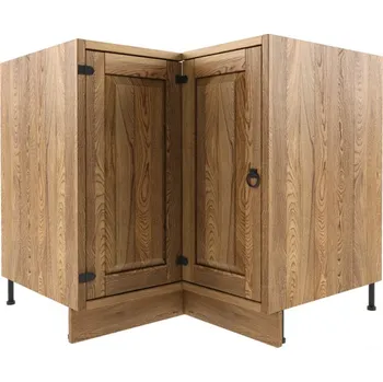 Kuchyňská skříňka Dřevěná kuchyňská rohová skříňka s dvířky KNA90 Barevné provedení: Světlý vosk - K01, Úchyty: Kování CERA