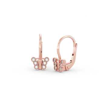 Náušnice SOLUNA FARFALLA zlaté náušnice se zirkony motýlek růžové zlato