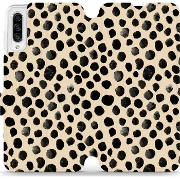 Pouzdro na mobilní telefon Flipové pouzdro Mobiwear - Samsung Galaxy A30s - VA50S Černé puntíky (Knížkové flip pouzdro, obal, kryt na mobil Samsung Galaxy A30s - VA50S Černé puntíky, materiál Umělá kůže + TPU - ochrana 360°, stojánek, silikonová vanička, magnetické zavírání)