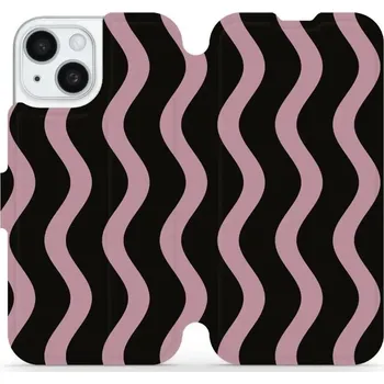 Pouzdro na mobilní telefon Flipové pouzdro Mobiwear - Apple iPhone 15 - VA54S Fialové vlnky (Knížkové flip pouzdro, obal, kryt na mobil Apple iPhone 15 - VA54S Fialové vlnky, materiál Umělá kůže + TPU - ochrana 360°, stojánek, silikonová vanička, magnetické zavírání)