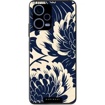 Lesklý kryt Mobiwear Glossy - Xiaomi Redmi Note 12 Pro 5G - GA40G Modré a béžové květy (Prémiové lesklé pouzdro, obal, kryt Mobiwear Glossy na mobil Xiaomi Redmi Note 12 Pro 5G - GA40G Modré a béžové květy, materiál Plast + TPU silikon - krytí po všech)
