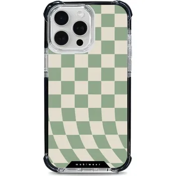 Pouzdro na mobilní telefon Odolný obal Mobiwear MagSafe Elite Bumper - Apple iPhone 15 Pro Max - DA58D Zelená a béžová šachovnice (Odolný kryt, pouzdro, obal Mobiwear Elite Bumper na mobil Apple iPhone 15 Pro Max - DA58D Zelená a béžová šachovnice, materiál Plast + TPU silikon + ko