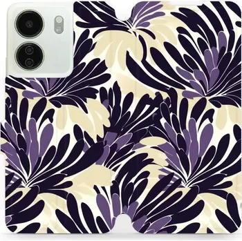 Pouzdro na mobilní telefon Flipové pouzdro Mobiwear - Xiaomi Redmi 13C / Poco C65 - VA47S Fialová flóra (Knížkové flip pouzdro, obal, kryt na mobil Xiaomi Redmi 13C / Poco C65 - VA47S Fialová flóra, materiál Umělá kůže + TPU - ochrana 360°, stojánek, silikonová vanička, magnetické)