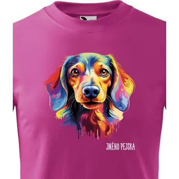 Chlapecké oblečení Dětské tričko Jezevčík, Barva Purpurová, Velikost 122 cm/6 roků, Canvas Dětské tričko 2444