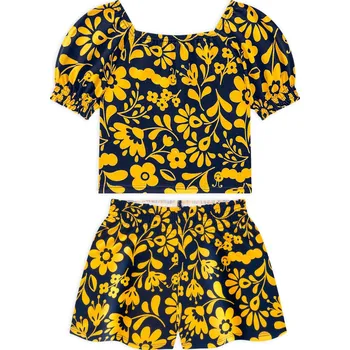 Dívčí souprava KYLY MALOVANÉ KVÍTKY modrá Velikost: 98