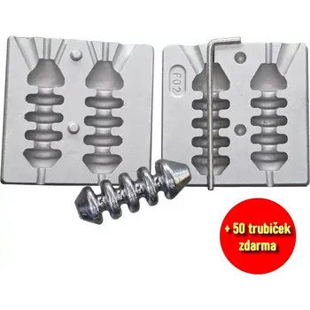 Forma na odlévání FORMA NA OLOVO KRMÍTKO 100-130G + 50KS TRUBIČEK GRÁTIS (FORMA PRO VÝROBU KRMÍTEK 100-130G)