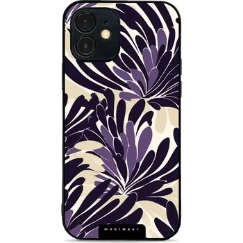 Pouzdro na mobilní telefon Lesklý kryt Mobiwear Glossy - Apple iPhone 12 Mini - GA47G Fialová flóra (Prémiové lesklé pouzdro, obal, kryt Mobiwear Glossy na mobil Apple iPhone 12 Mini - GA47G Fialová flóra, materiál Plast + TPU silikon - krytí po všech stranách, neošoupatelný potisk