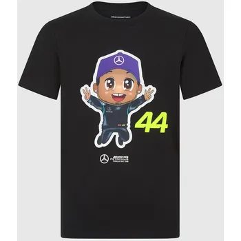 Chlapecké tričko Dětské tričko Lewis Hamilton - Mercedes AMG F1 černé - 140 CM