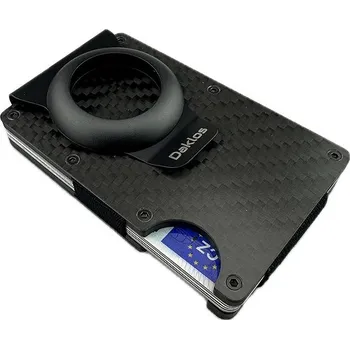 Peněženka Daklos Karbonová RFID Mini peněženka pro AirTag Carbon s klipem – černá