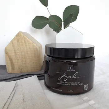 Svíčka Vonná svíčka JIZERKA - cedr, máta, šalvěj - černá s víčkem velká
