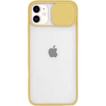 Pouzdro na mobilní telefon Silikonový ochranný obal s posuvným krytem na fotoaparát pro Apple iPhone 12 - žlutý