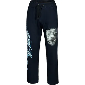 Tepláky PitBull West Coast DOG HEAD tmavě modré - open end - PWC_TEP_DH_BLUE Velikosti: S