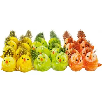 Velikonoční dekorace Velikonoční kuřátka barevná 5 cm, 24 ks