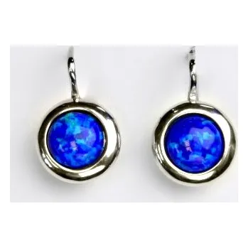 Náušnice Stříbrné náušnice tmavě modrý opál - NK1471 (Stříbrné náušnice s opálem 6 mm)