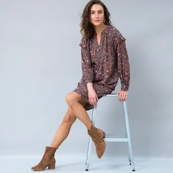 Dámská móda Rovné šaty s potiskem květin z recyklovaného polyesteru indigo/paprika 36