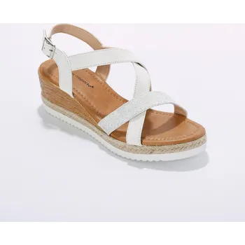 Dámské sandále Páskové sandály na klínové podrážce v dřevěném vzhledu bílá 40