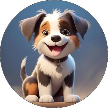 Jedlá dekorace na dort Jedlý papír štěňátko tříbarevné 19,5cm