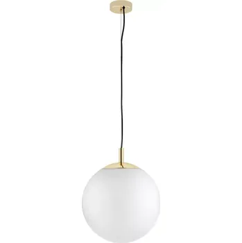 Kaspa 10728305 ALUR L - Závěsné svítidlo s kulatým skleněným stínidlem, zlaté prvky, 3 x E27, Ø 40cm (Závěsné svítidlo 3 x E27, s mléčným kulatým skleněným stínidlem)