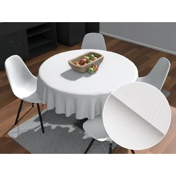 ubrus Velký damaškový kulatý ubrus Atlas Gradl DM-012 Bílý - tenké proužky 2 mm Ø 150 cm