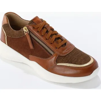 Dámské tenisky Kožené tenisky se zipem a tkaničkami kaštanová 38