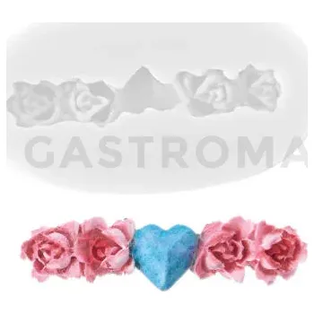 Kuchyňská sůl Silikonová forma na cukrovou hmotu ve tvaru sponky s růžemi - SLK388, 42x11 mm | SILIKOMART, SugarFlex