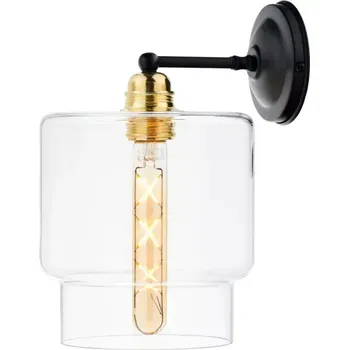 Nástěnné svítidlo Kaspa 20882105 LONGIS GOLD - Nástěnná lampička v lehkém retro stylu v černo zlaté barvě, čiré sklo, 1 x E27 (Nástěnná lampa bez vypínače)