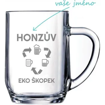 Sklenice Pískovaný půllitr na pivo Honzův EKO škopek