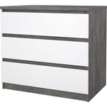 Minimalistická komoda Simplicity FALCO 235 beton/bílý lesk, úložná řešení