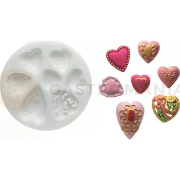 Kuchyňská sůl Silikonová forma na cukrovou hmotu ve tvaru srdcí - SLK194, 32x40 mm | SILIKOMART, SugarFlex