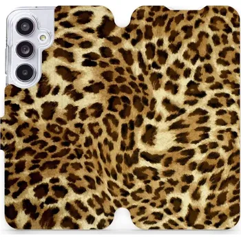 Pouzdro na mobilní telefon Flipové pouzdro Mobiwear - Samsung Galaxy A55 5G - VA33P Leopardí vzor (Knížkové flip pouzdro, obal, kryt na mobil Samsung Galaxy A55 5G - VA33P Leopardí vzor, materiál Umělá kůže + TPU - ochrana 360°, stojánek, silikonová vanička, magnetické zavírání)