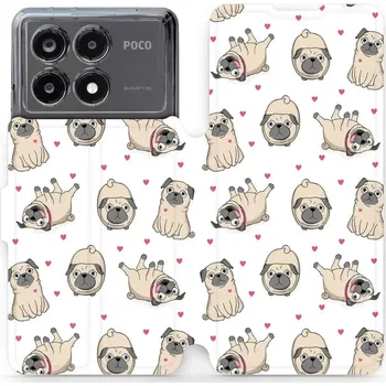 Pouzdro na mobilní telefon Flipové pouzdro Mobiwear - Xiaomi Poco X6 Pro 5G - M097P Mopsíci (Knížkové flip pouzdro, obal, kryt na mobil Xiaomi Poco X6 Pro 5G - M097P Mopsíci, materiál Umělá kůže + TPU - ochrana 360°, stojánek, silikonová vanička, magnetické zavírání)