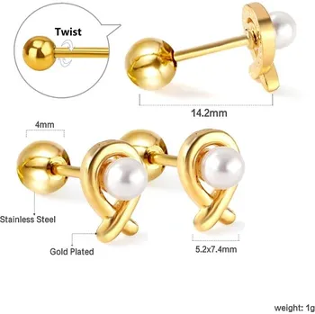 Náušnice Dívčí náušnice z nerezové oceli - rybí perla-200003760,1 pár