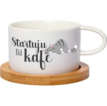 Hrnek makronka - Startuju na kafe s kočkou Barva hrnečku: Bílá