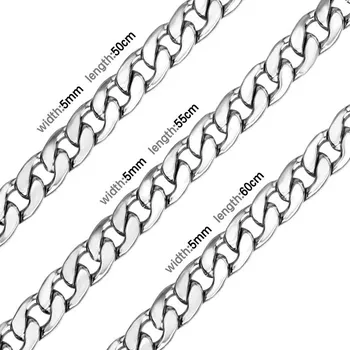 Řetízek Ocelový luxusní unisex řetízek - 5mm stříbrná,50cm