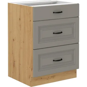 Kuchyňská skříňka LEMPERT Dolní skříňka STELLA 7 (60 cm) claygrey / dub artisan