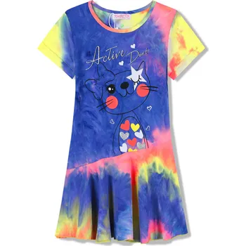 Dívčí šaty Dívčí šaty - KUGO CS1065, duhová tmavší Barva: Mix barev, Velikost: 98