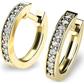 Náušnice Dámské náušnice žluté zlato 585/1000 kruhy se zirkony 10836-ZL-ZIR