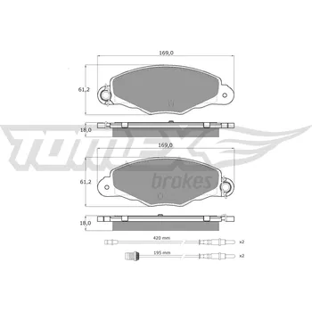 Brzdová destička Sada brzdových destiček, kotoučová brzda TOMEX Brakes 13-37