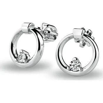 Náušnice Dámské náušnice žluté zlato 585/1000 kroužky se zirkony 140022-B-ZIR