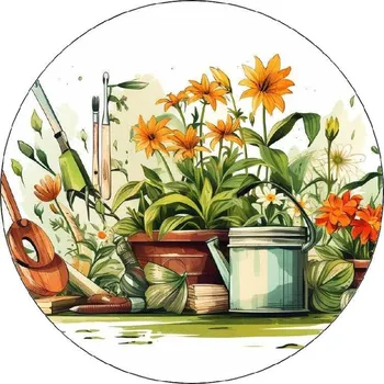 Jedlá dekorace na dort Jedlý papír koutek s květinami 19,5cm