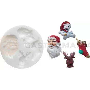 Kuchyňská sůl Silikonová forma na cukrovou hmotu ve tvaru Vánočních figurek - SLK216, 54x32 mm | SILIKOMART, SugarFlex