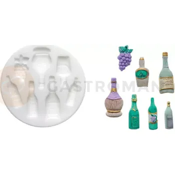 Kuchyňská sůl Silikonová forma na cukrovou hmotu ve tvaru lahví šampaňského - SLK336, 42x14 mm | SILIKOMART, SugarFlex