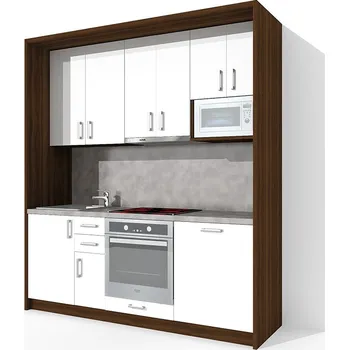 Kuchyňská linka Nabytekmorava Kuchyňská linka KL13 ke sklápěcí posteli barva lamina: ořech / bílé dveře lesk