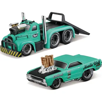 autíčko Maisto - Muscle Transports - 1953 MACK B-61 Flatbed 1968 Dodge Dart HEMI Gasser, 1:64