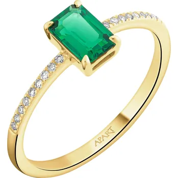 Prsten Zlatý prsten s diamanty a syntetickým smaragdem - ryzost 585 - 172.169