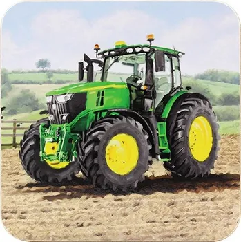 prostírání Leonardo, Anglie Korkové prostírání pod skleničky zelený Traktor 1 ks - 10,5*10,5 cm