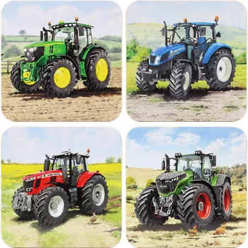 prostírání Leonardo, Anglie Korkové prostírání pod skleničky Traktory 4 ks - 10,5*10,5 cm