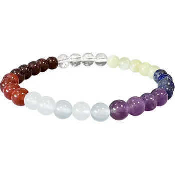 Drahý kámen Mani Bhadra Mani Bhadra Náramek s drahými čakrovými kameny 7 Chakra (korálky&nbsp;Ø cca 6 mm) kvalita A, no. 2