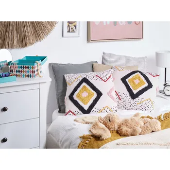 Dekorativní polštářek 2 dekorační polštáře vícebarevné bavlněné 45 x 45 cm s abstraktním vzorem Beliani